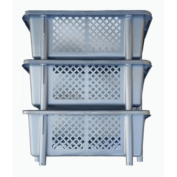 Етажерка органайзер для зберігання на кухню, у ванну пластикова сіра -
                                                        Фото 3